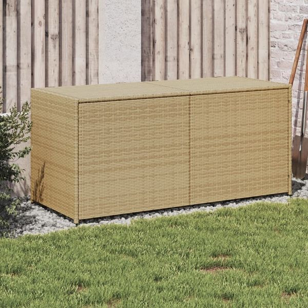 vidaXL Gartentruhe Beige 283L Poly Rattan, Stahl, 365315