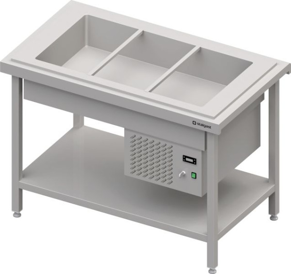 Stalgast Edelstahl Kaltausgabe mit einer Kühlwanne 3x GN1/1, 1245x750x880, Granitabdeckung "Standard G1", CF12202