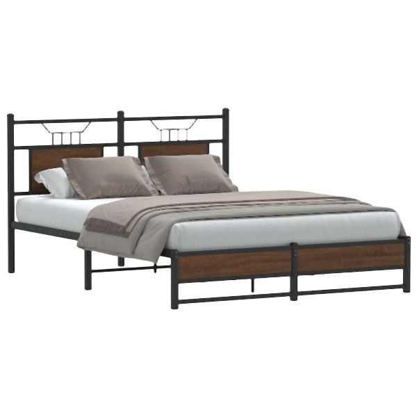 vidaXL Bettgestell ohne Matratze Braun Eiche 140x200 cm Holzwerkstoff, 4107017