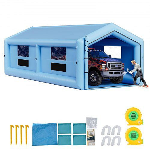 VEVOR aufblasbare Lackierkabine 12x5x4m mit 950+1100W Gebläse, Luftfiltersystem, Dreieckdach, Oxford-Gewebe für KFZ-Teile, CQSPQF1254MLURRX0001V2