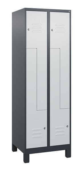 C+P Z-Spind Classic PLUS, Füße, 4 Abteile, 1800x600x500mm, 7016/7035, Zylinderschlösser, 0800137-204 S10028