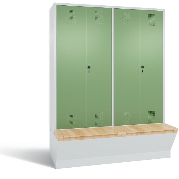 C+P Schwarz-Weiss-Spind Evolo, H2090xB1590xT815mm, Farbe: Lichtgrau / Resedagrün, 48056-42 S10031