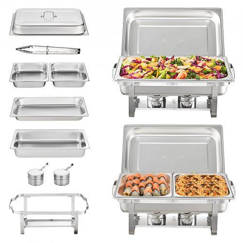 VEVOR Profi Edelstahl Warmhaltebehälter 18L Chafing Dish Set 2xGroß/4xKlein, ZFXKCLJ28QT120H4XV0
