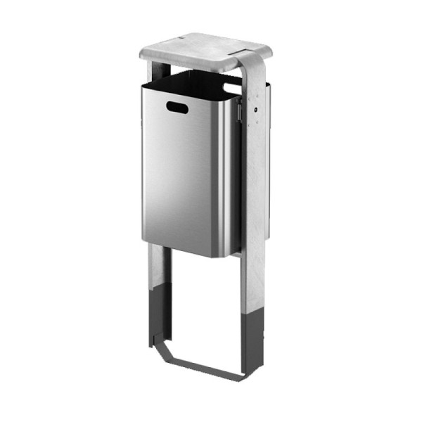 Stein HGS Abfallbehälter -City 800- mit Abdeckung, zum Einbetonieren, Gesamthöhe 1200mm, mit Ascher, Behälter und Ständer ohne Farbe, 12710-0201