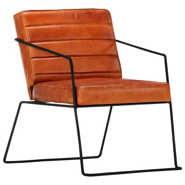 vidaXL Sessel Hellbraun Echtleder, Hellbraun und Schwarz, 284411