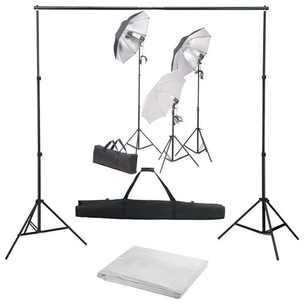 vidaXL Fotostudio-Set mit Lampen und Hintergrundsystem, 3055122