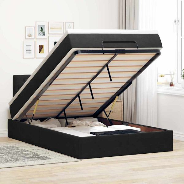 vidaXL Ottoman-Bett mit Matratze Schwarz 120x200 cm Samt, 3311839