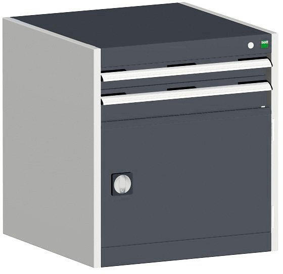 bott cubio Schubladenschrank bestückt mit 2 Schubladen, Tür BxTxH: 650 x 525 x 700 mm, RAL 7035/7016, 40011041.19V