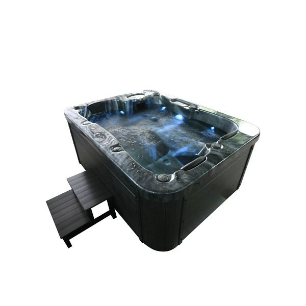 HOME DELUXE Outdoor Whirlpool BLACK MARBLE - Mit Treppe und Thermoabdeckung, 23383