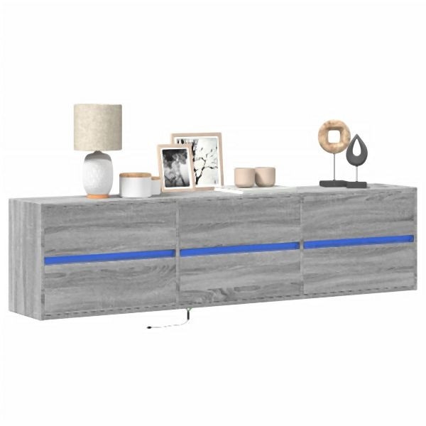vidaXL TV-Wandschrank mit LED Grau Sonoma 180x31x45 cm, 3307938
