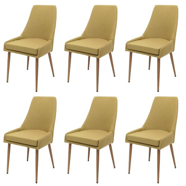 Mendler 6er-Set Esszimmerstuhl HWC-O27, Küchenstuhl Polsterstuhl Stuhl, Stoff/Textil (280g/m²) Metall, grün, 3x122072