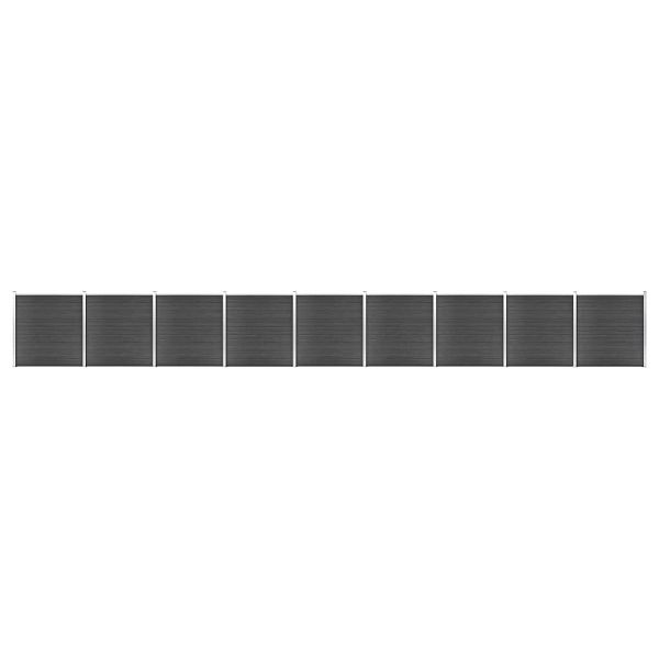 vidaXL Zaunelement Set WPC 1564x186 cm Schwarz, 3070436