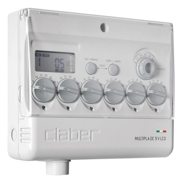 Claber Steuergerät Multipla DC 9 V LCD für Tropf- und unterirdische Bewässerung, CL80600000