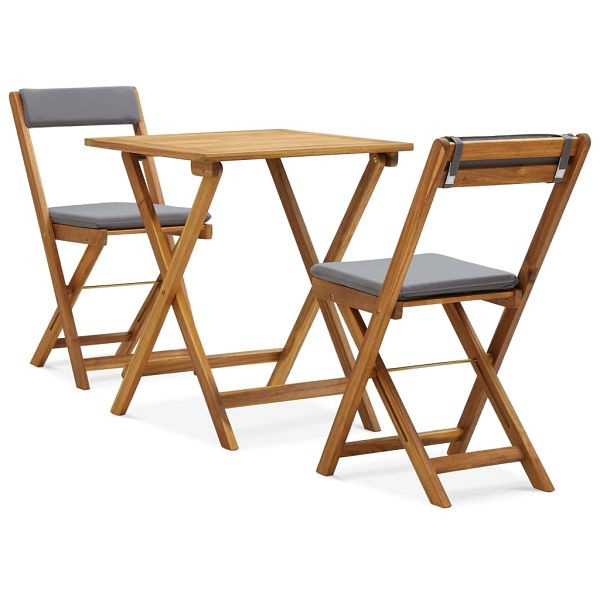vidaXL 3-teilig Bistro-Set Klappbar mit Auflagen Massivholz Akazie, 310275