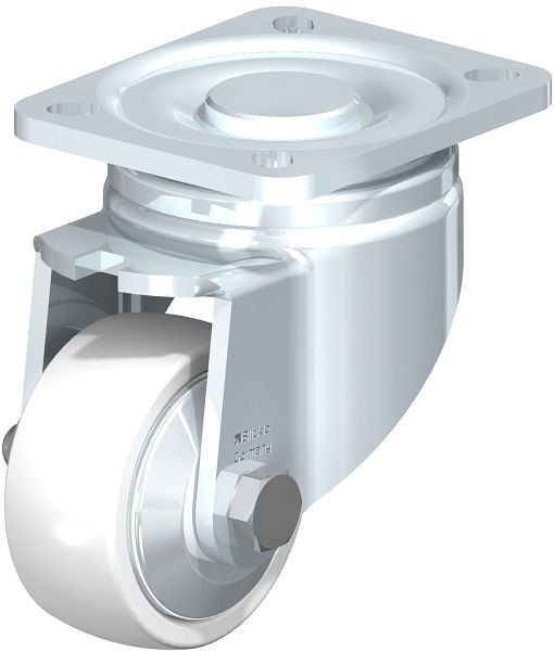 Blickle LH-SPO 75G-FA Stahlblech-Lenkrolle, Schwerlast-Ausführung, mit Anschraubplatte, Polyamid, Weiß, 296822