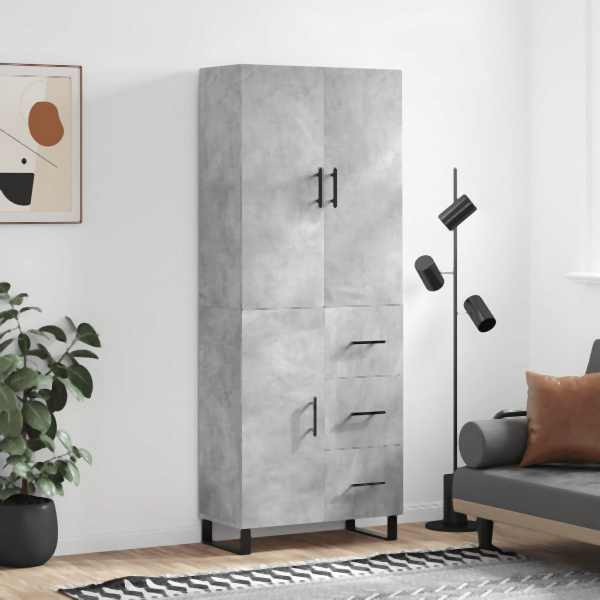 vidaXL Highboard Betongrau 69,5x34x180 cm Holzwerkstoff, 3195927