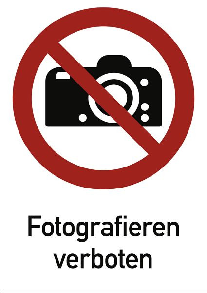 Moedel Fotografieren verboten ISO 7010, Kombischild, Aluminium, 262x371 mm, 98922