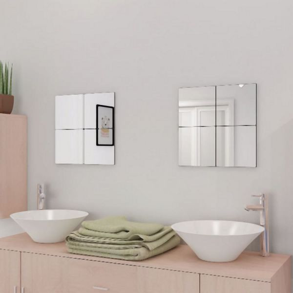 vidaXL Rahmenlose Spiegelfliesen Glas 16 Stück 20,5 cm, 3051482