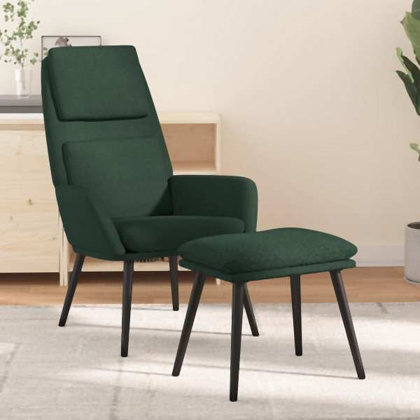 vidaXL Relaxsessel mit Hocker Dunkelgrün Stoff, 3097773
