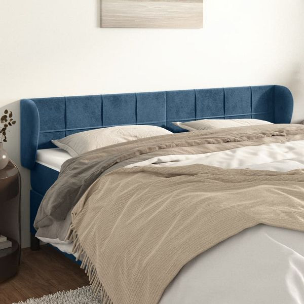 vidaXL Kopfteil mit Ohren Dunkelblau 203x23x78/88 cm Samt, 3117214