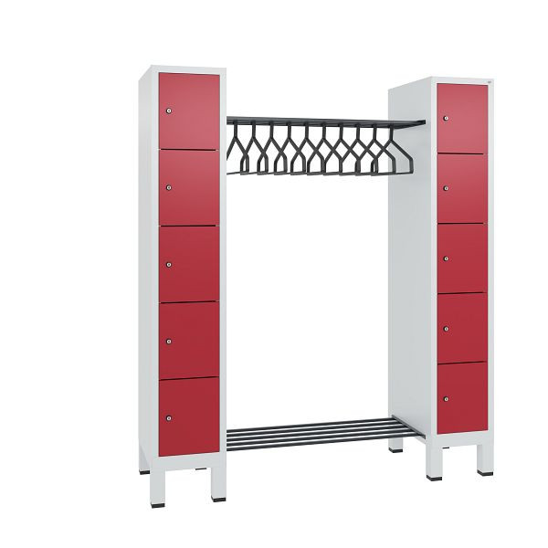 C+P Garderobe Evolo, 10 Fächer, H1850xB1591xT500 mm, Grau/Rubinrot, 48410-00 S10111
