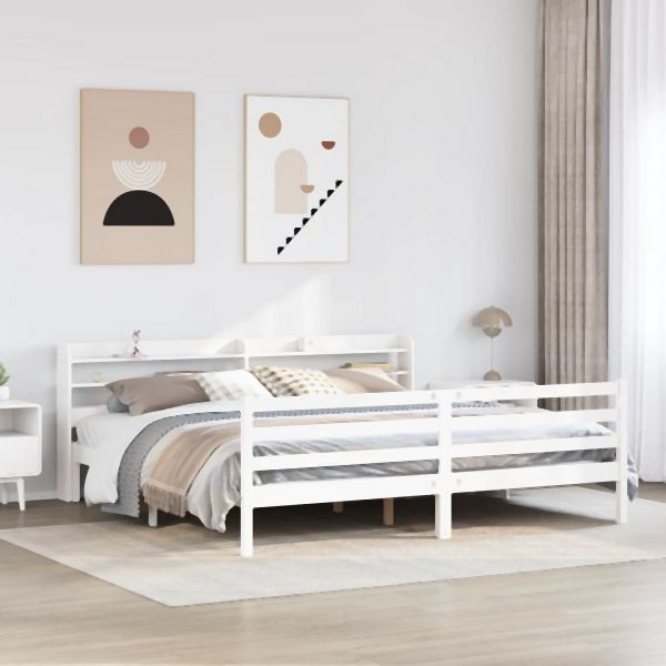 vidaXL Bettgestell mit Kopfteil ohne Matratze Weiß 200x200 cm, 3306654