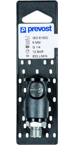 Prevost Kupplung Iso C mit zylindrischem Außengewinde auf Lochplatten, AG BSPP= G 3/8, CSI 061152CP