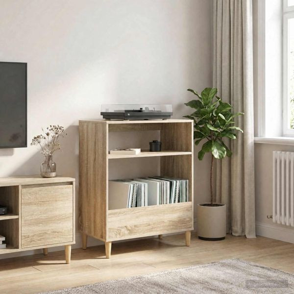 vidaXL Plattenspieler Stand Sonoma-Eiche 71 x 39,5 x 83 cm, 8012892