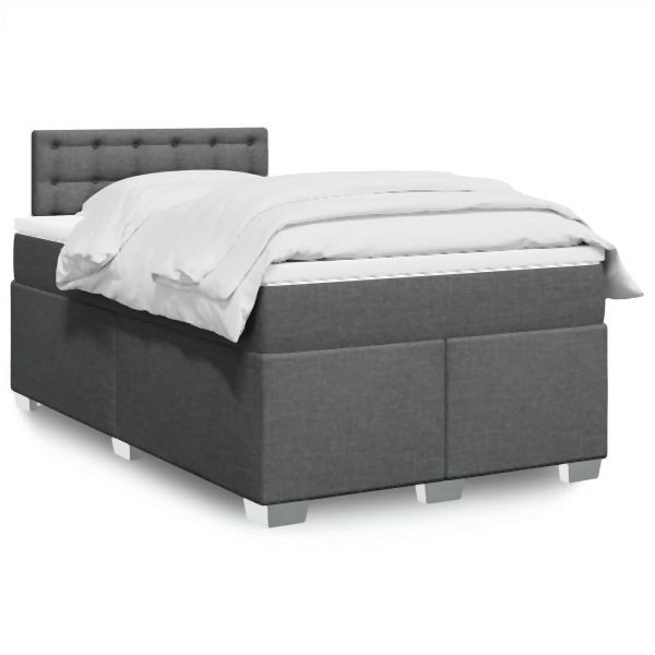 vidaXL Boxspringbett mit Matratze Dunkelgrau 120x190 cm Stoff, 3288142