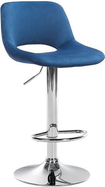 CLP Barhocker Camden Samt chrom, blau, 324157, 4255716320706