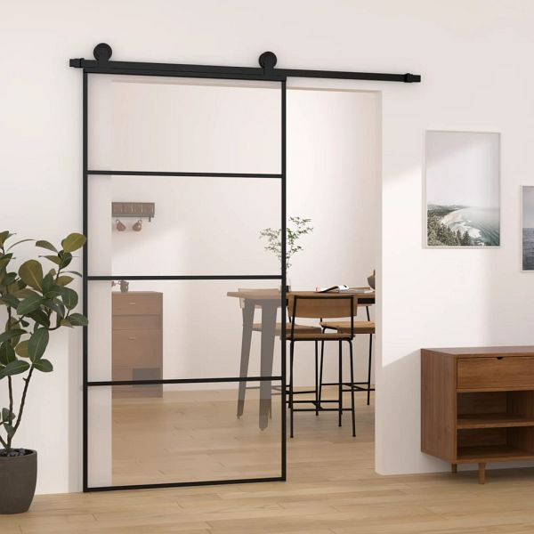 vidaXL Schiebetür mit Beschlag 102,5x205 cm ESG-Glas & Aluminium, 3152149