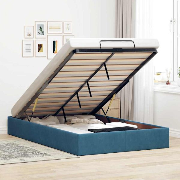 vidaXL Ottoman-Bett ohne Matratze Dunkelblau 120x200 cm Samt, 3310959