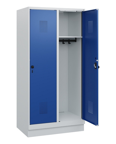 C+P Spind Evolo PLUS, Sockel, 2 Abteile, 1630x800x500mm, 7035/5010, Drehriegel, 0490205-22 S10006
