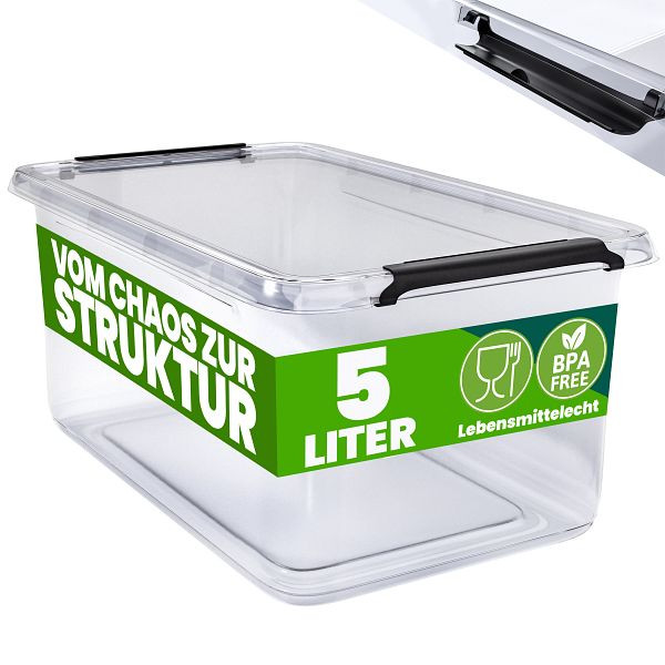 DEUBA Aufbewahrungsbox 30x20x12cm 5L transparent stapelbar, 109787