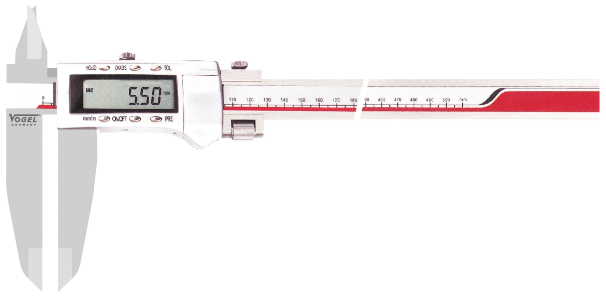 CNC-Qualität Digital-Messschieber 500 Mm – Aus Rostfreiem Stahl, Gehärtet, 0,01 Mm Anzeige, Mit RS232C-Schnittstelle
