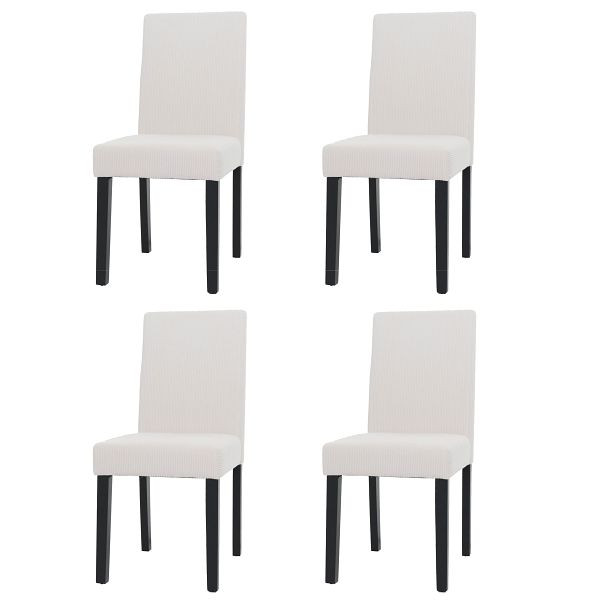 Mendler 4er-Set Esszimmerstuhl Littau, Stuhl Küchenstuhl Hochlehner, Stoff/Textil Cord Holz, creme, dunkle Beine, 107730