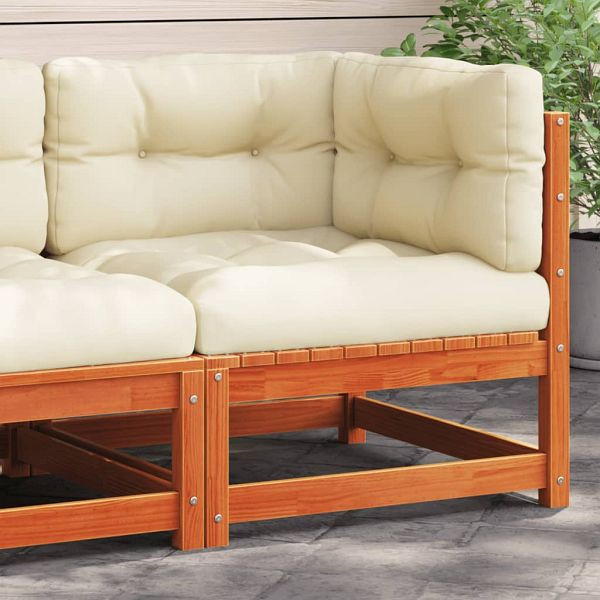 vidaXL Garten-Ecksofa mit Kissen Wachsbraun Massivholz Kiefer, 838066