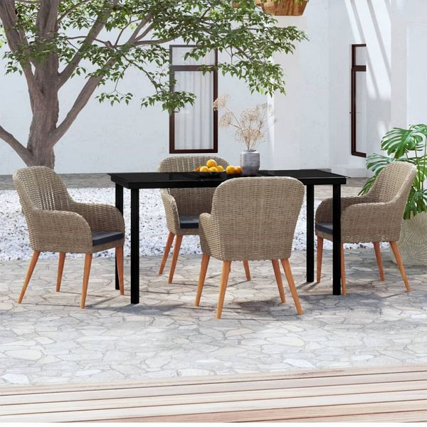 vidaXL 5-teilig Garten-Essgruppe mit Kissen Braun, 3099513