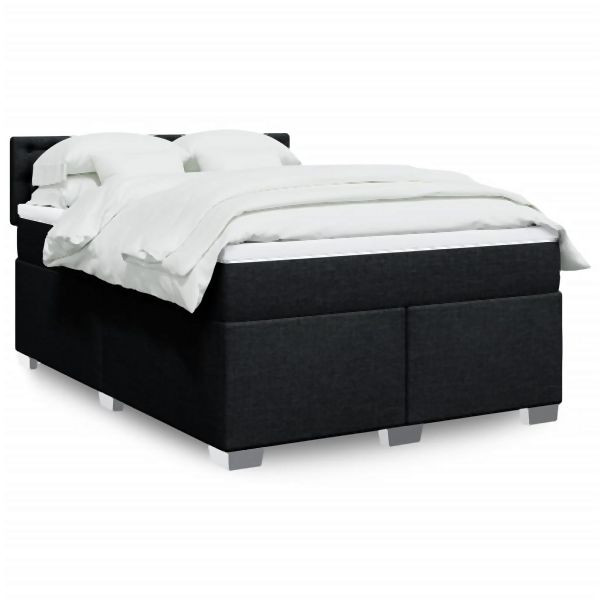 vidaXL Boxspringbett mit Matratze Schwarz 140x200 cm Stoff, 3288227