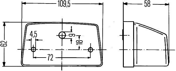 HELLA Kennzeichenleuchte, Halogen, 24/12V, Schraubanschluss, SAE, Lichtscheibenfarbe: glasklar, rechts/links/außen, 2KA 003 389-257