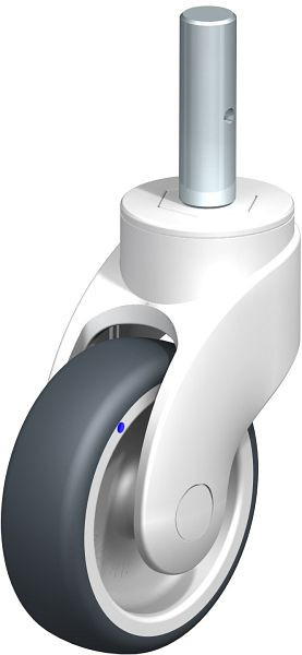 Blickle LWKX-TPA 101G-ZAX51 Kunststoff-Lenkrolle WAVE, rostfrei, mit Zapfen, Thermoplastisches Gummi-Elastomer, Grau, 745483