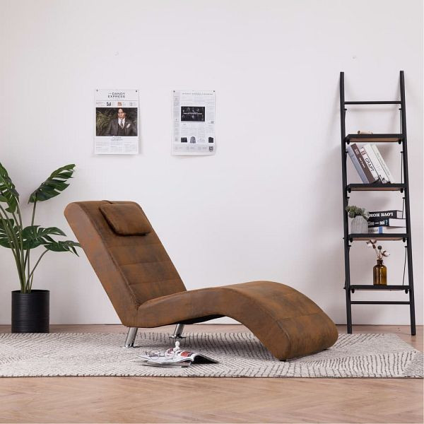 vidaXL Chaiselongue mit Kissen Braun Wildleder-Optik, 281282