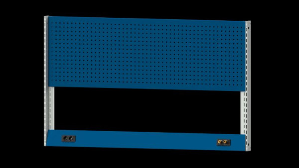 ANKE Werkbänke Grundaufbau Systemaufbau, 1980 x 107 x 1200 mm, RAL 7035/5010, Doppelsteckdose und Doppeldruckluft mit Schnellkupplungen, 340.362