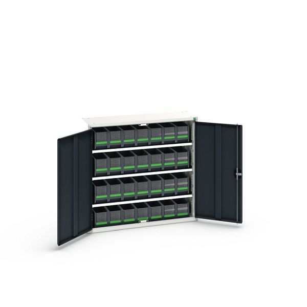 bott verso Magazinschrank, mit 3 Fachböden und 28 bottBoxen, BxTxH: 1050x350x1000mm, Anthrazitgrau, 16926506.19