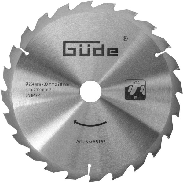 Güde Holzsägeblatt HM 254x30x24Z, Sägeblatttyp: HM, 55163, 4015671551634