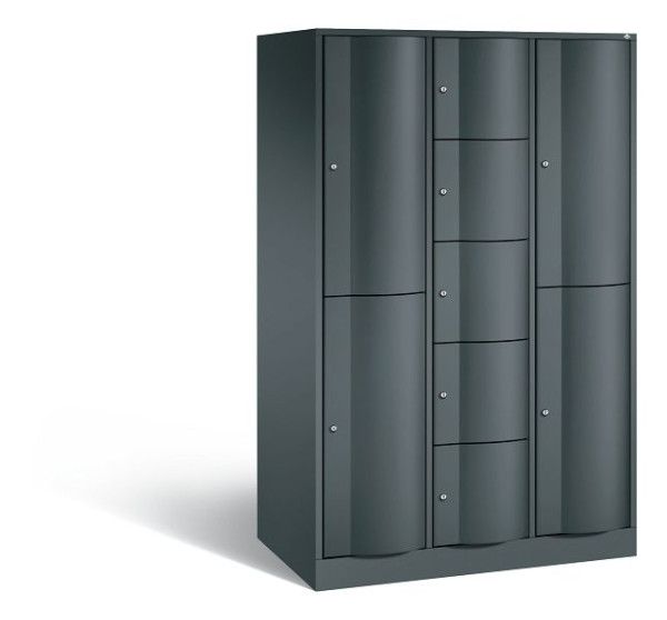 C+P Schließfachschrank Resisto, 9 Fächer, H1950xB1148xT640 mm, Anthrazit, 8070-3730 S10034