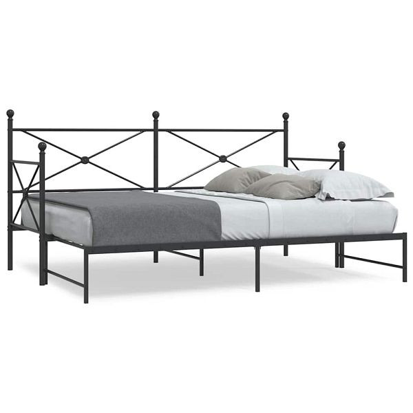 vidaXL Tagesbett Ausziehbar ohne Matratze Schwarz 90x190 cm Stahl, 4104674