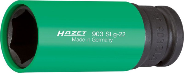 Hazet Schlag-, Maschinenschrauber Steckschlüsseleinsatz, Sechskant, Vierkant hohl 12,5 mm, 22 mm, Radmontage, lang, 903SLG-22