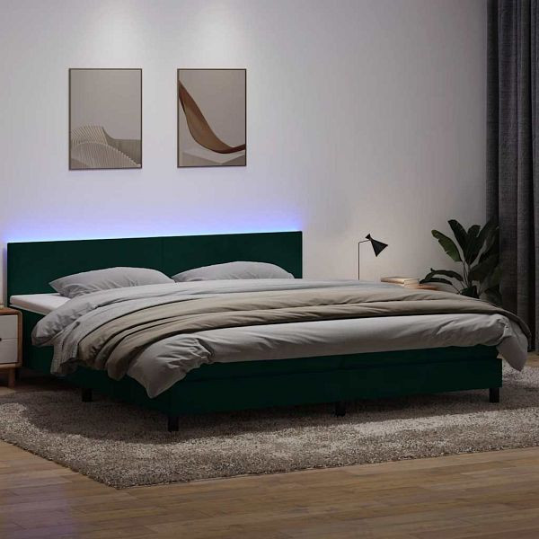 vidaXL Boxspringbett mit Matratze Dunkelgrün 200x220 cm Samt, 3316758