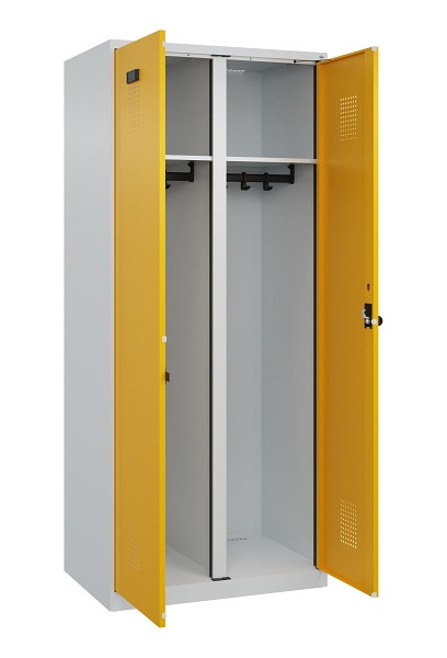 C+P Schwarz-Weiß-Spind Evolo PLUS, 2 Abteile, 1850x800x500mm, 7035/1004, Drehriegel, 049002-22 S10000